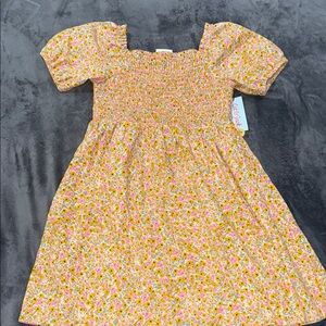 Cat & Jack Yellow Orange Smocked Puff Sleeve Dress